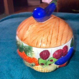 Jay Import Company Vintage Small Jam Jar w/ Lid Vegetable Design Eggplant